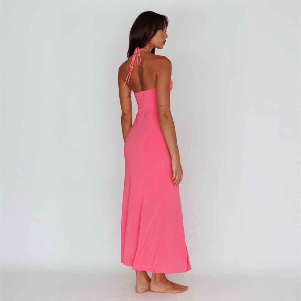 Selfie Leslie IBIZA SUNSET BUST FLOWER MIDI DRESS HOT PINK - Picture 4 of 13